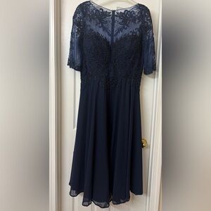 Elegant Navy Blue Beaded Dress
